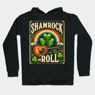 Shamrock n Roll Guitar St Patricks Day Men Women Kids Irish Fun Hoodie